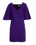 Cape-Sleeve Sheath Dress, Electric Purple