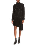 Pierced Chunky Turtleneck Sweater, Black