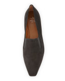 Marianne Square-Toe Suede Flat, Black