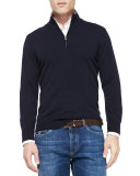 Cashmere Half-Zip Sweater, Navy