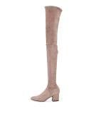 Stretch Suede Over-The-Knee Boot, Poudre