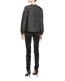 Gemma Long-Sleeve Dot-Print Tunic, Black
