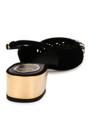 Pearly Laser-Cut Slingback 30mm Pump, Black