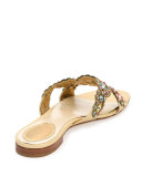 Strass Crisscross Flat Slide Sandal, Shara