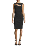 Sexy Sleeveless Cutout Cocktail Sheath Dress, Nero