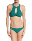 Twisted High-Neck Swim Top, Lagoon