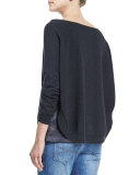 Long-Sleeve Monili-Strap Top, Anthracite