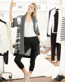 Multi-Stripe Open Cardigan