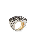 18K White Gold Ring with Black and White Diamonds, Size 7