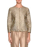 Perforated Leather Bracelet-Sleeve Jacket, Beige