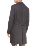 Double-Breasted Herringbone Wool Topcoat