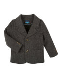 Thermal-Knit Cotton Blazer, Gray, Size 2T-7Y