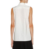 Floral Appliqué Sleeveless Blouse, Lily White/Multi