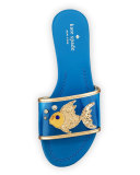 tara fish flat slide sandal, surf blue