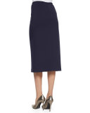 Long Punto Milano Pencil Skirt, Granite 
