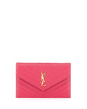 Monogram Small Matelassé Envelope Chain Wallet, Lipstick Pink
