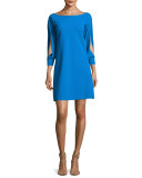 Tony Slit-Sleeve Cocktail Dress, Blue