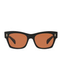 71st Street Square Sunglasses, Black/Persimmon