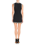 Crystal-Trim Sleeveless Mini Dress, Black