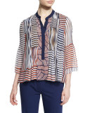 Kimberlee Silk Multipattern Top, Multicolor