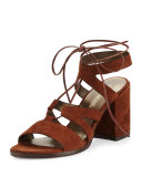 Bigtiegirl Suede Lace-Up Sandal, Walnut