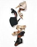 Mora Buckle Kitten-Heel Slide Sandal, Black