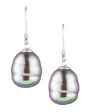 Baroque Pearl Drop Earrings, Gray