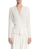 Layla Chiffon Surplice Blouse, Ivory
