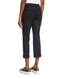 Windowpane-Check Kick-Flare Pants, Navy