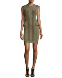 Open-Back Peplum Bandage Dress, Green