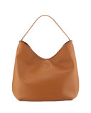 Marion Leather Hobo Bag, Bark