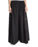 Paillette-Embellished Wide-Leg Pants, Black