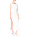 Cap-Sleeve Ballet Dress W/Mesh Insets, White