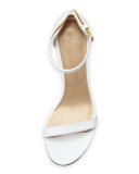 Nunaked Leather Mid-Heel Sandal, White