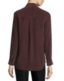 Slim Signature Heart-Print Tie-Neck Shirt