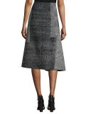 Prince of Wales Asymmetric Skirt, Black/Chalk