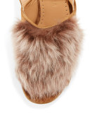 Gretchen Fur Ankle-Wrap Sandal, Brown