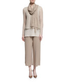 Long-Sleeve Layered Linen Top W/ Cami