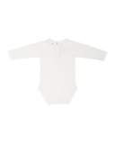 Long-Sleeve Collared Jersey Playsuit, White/Blue, Size 3-18 Months