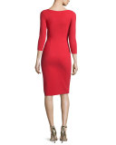Tyra 3/4-Sleeve Keyhole Cocktail Dress 