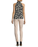 Samantha Wool Serge Skinny Ankle Pants, Nude