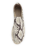 Robin Snake-Print Espadrille Flat, Black/White