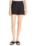 Slouchy Sateen Single-Pleat Shorts
