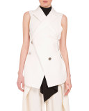 Asymmetric Button-Front 2-In-1 Vest, Off White