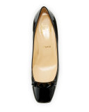 Pyramidame Block-Heel Red Sole Pump, Black