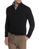 Merino Quarter-Zip Sweater, Black