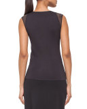 Sleeveless Sheer-Inset Top, Black
