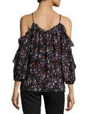 Francene Floral-Print Cold-Shoulder Blouse, Solanum