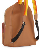 Rainbow Calfskin Leather Backpack, Caramel
