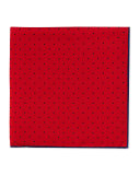 Dot-Print Pocket Square, Red/Navy 